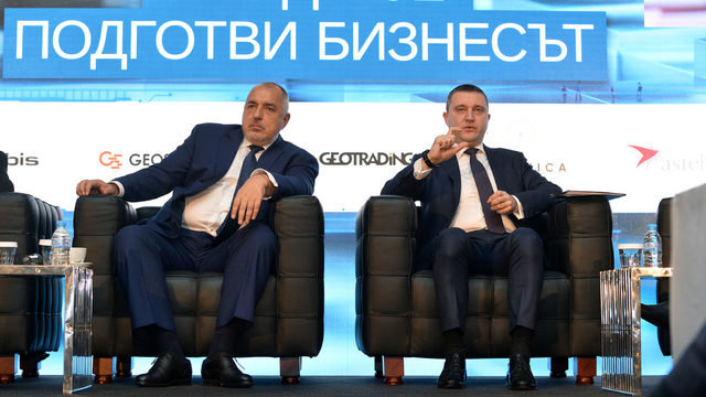 Ousted Finance Minister Vladislav Goranov (right) remains on the forefront of GERB's economic policy