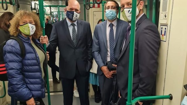 The four Green MPs riding the metro on their way for the first day of work in the National Assembly