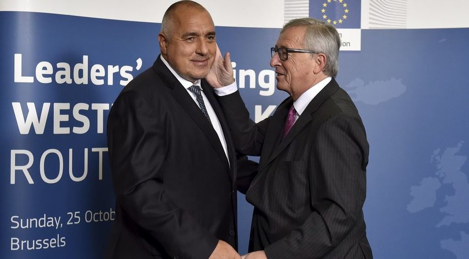 Mr Borissov (left) and Mr Juncker (right) are on good terms as the President of the EC said Bulgaria is ready to join both the Eurozone and Schengen
