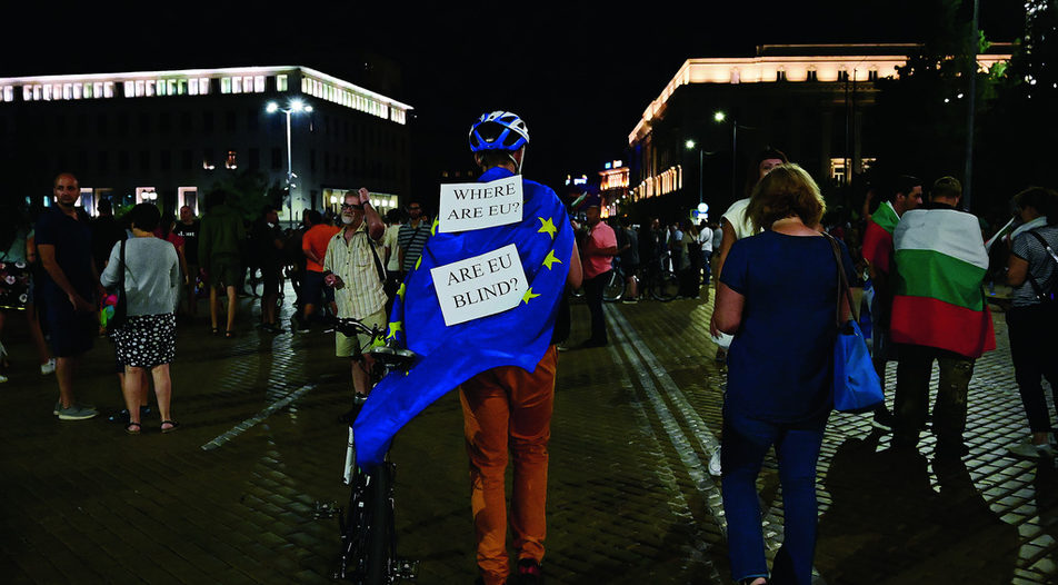 People on the streets have been creatively addressing the complicity of the EU and especially Germany in backing what they see as a corrupt Bulgarian political regime