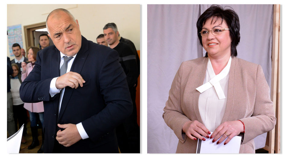 GERB's Boyko Borissov (left) and BSP's Kornelia Ninova (right)