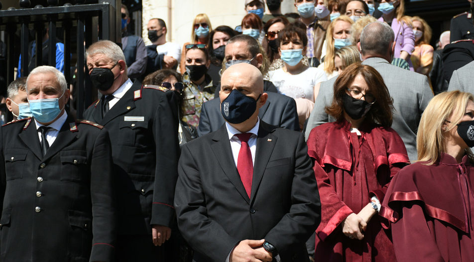 Protest of magistrates led by Prosecutor General Ivan Geshev (in the middle)